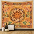 Bohemian sun and moon tapestry in warm orange tones hanging on a minimalist wall decor - Gt426-1 / 100X150CM (Brushed Fabric)