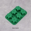Molde de silicona verde con 6 estrellas de nieve para repostería de Navidad, 25x17x3cm - YH325-Verde 6 Cavidades Copo de Nieve