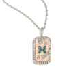 Pisces zodiac pendant necklace with green crystals and 18K gold plated finish - Pisces / Silver