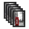 Modern 5-piece black photo frame set featuring London telephone booth art prints - Black 6 Inch