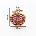 Detailed view of apple-shaped 18k gold plated pendant with micro-set purple zircon stones - Apple Pendant