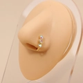 Anello al naso a forma di U in oro con tre pietre di zircone colorate - 3 Gemme Colorate / Oro