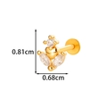 Golden heart titanium labret stud with zircon stones measuring 0.81cm by 0.68cm - Heart and Marquise Style (2608-6#金)