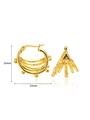 Chic 18K gold geometric stainless steel hollow layered hoop earrings with bead accents - Multi-layer Beads Hollow (E4627)