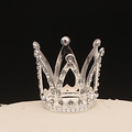 Silver alloy birthday cake crown topper with sparkling crystal rhinestones decorations - Mini Few Rhinestones Silver