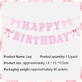 Pink glitter Happy Birthday banner with elegant ribbon bows for party decoration - Happy Birthday Banner / Pink