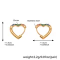 Orecchini a cuore dorati in acciaio inossidabile con zirconi colorati - Piccoli Orecchini in Zirconia Colorata