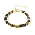 Bohemian multicolored natural stone beaded necklace with gold lobster clasp and extension chain - Bracelet Style 2 / 6mm