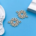 Set of two rose gold hollow heart and star charms for DIY jewelry bracelet making - 1pc KC Gold Hollow Hexagram Connector 2-Hole 15x10mm