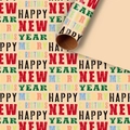 Christmas kraft wrapping paper roll with colorful Merry Christmas typography patterns - NOEL Holiday Alphabet Enamel