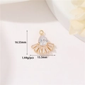 Fan-shaped 14k gold zircon butterfly pendant DIY jewelry accessory 16.55x15.5mm size - H-10792 Fan Shape