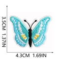 Detailed view of blue butterfly embroidery patch with size measurements in cm and inches - Lake Blue Detail Butterfly (C19HD-068-34)