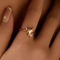 Elegant gold-plated ring with a heart-shaped design and multicolor zircon stones - KR0081/Colorful Abstract Heart Ring
