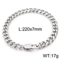 Heren 7mm zilveren titanium stalen Cubaanse schakelarmband met karabijnsluiting, 220mm - Stijl B-7mm-220mm(KB166154-ZZ)