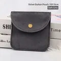 Dark grey velvet jewelry pouch 10x10cm with golden snap button closure - 10x10cm / Dark Gray