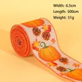 6,5cm breites Herbst-Deko-Band mit Kürbis und Ahornblatt für Thanksgiving Geschenke - Tannenzapfen Kürbis Stil / 6.5cmx5m