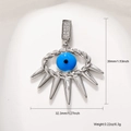 Detailed size chart of copper gold plated evil eye pendant with 39mm height and 32.3mm width - Silver Sapphire Eye Spiky (A0656)