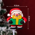 Cartoon Santa Claus silicone cake topper with green gift box for Christmas dessert decor - Soft Rubber Santa Hugging Gift