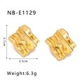 Minimalist 18K gold plated wavy square stainless steel earrings with 2.7cm size details - 18K Gold