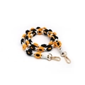 Handmade woven daisy floral lanyard in orange, black and white with gold dual clasps - Orange Black White