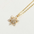 Collana a fiocco di neve dorata con cristalli scintillanti per un look natalizio - Piccolo fiocco di neve con strass