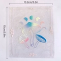 Rainbow suncatcher prism sticker detail with mushroom and snake design dimensions - RPS062: Three Mushrooms Moon Snake