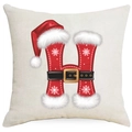 Christmas letter H square cushion cover with festive red hat and snowflake design - Letter H