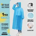 Thickened EVA blue raincoat for adults, waterproof long design with elastic cuffs - Deep Sea Blue