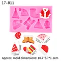 Pink silicone mold with Christmas hat and sock shapes for DIY chocolate and crafts - Style 1 (17-811) / Pink