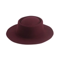 Classic burgundy wool felt flat top boater hat with wide brim in minimalist vintage style - Plain / Burgundy