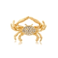 Vintage golden crab brooch featuring sparkling white rhinestones in a detailed animal design - Cancer