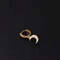 Orecchino a cerchio dorato irregolare con ciondolo a mezzaluna e zirconi micro-pave - Stile Ciondolo Luna Stellata (7#)