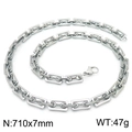 Silver 304 stainless steel rectangular link chain necklace 710x7mm with lobster clasp - Silver Hollow Rectangular Chain 710x7mm (KN228620-Z)