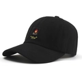 Schwarze Baumwoll-Baseballkappe mit Feuer-Stickerei und Sonnenschutz für Damen und Herren - Flammenstickerei (fire) / Schwarz