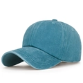 Cappellino da baseball in cotone lavato verde acqua con visiera curva vintage - Regolabile / Blu Lago