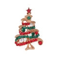 Christmas tree alloy brooch with colorful rhinestones in golden metal finish - Colorful Christmas Tree 7