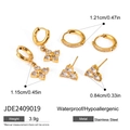 Detailed size specifications for gold stainless steel zircon earrings and hoop set - Flower Pendant Zirconia Earring Set (JDE2409019)