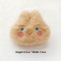 Detailed plush animal head badge in khaki with 6.5cm by 7.5cm dimensions display - Brown Rabbit
