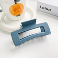 Matte Morandi blue rectangular hair claw clip in a stylish minimalist design - 10.5cm / Dark Blue
