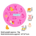 Roze siliconen vorm baby-thema voor DIY fondant cake met beer- en kinderwagen-vormen - 4# (Gemengde Baby-elementen) / Roze