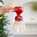 Handmade red gnome Christmas tree hanging ornament with fringe beard, size 21cm - Christmas Gnome Pendant / Red