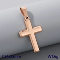 Minimalist titanium steel cross pendant necklace in rose gold finish 34x22mm - Pendant Only / Rose Gold