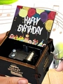 Hand-cranked wooden music box with Happy Birthday design and mechanical movement - Happy Birthday 14