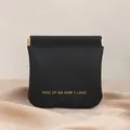 Classic black leather portable storage bag with gold squeeze clasp and 12x11.5cm size - Small / Classic Black