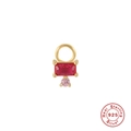 925 Silber vergoldeter Anhänger mit rotem Rechteckstein und rosa Edelsteinakzent - Gold Rot Rosa Zirkon Set (#15)