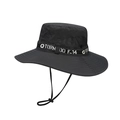 Wide brim black outdoor fishing hat with breathable mesh and adjustable windproof strap - M (56-58cm) / Black