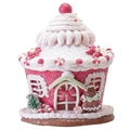 Decoración navideña cupcake de jengibre rosa con crema falsa y acabado brillante - Castillo Rosa (Con Luz)