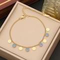 Golden stainless steel chain bracelet with blue evil eye and heart charms on jewelry box - Gold Disc (3#)