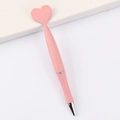 Pink ballpoint pen with heart-shaped top and silver metal accents for Valentine gift - Heart / Pink