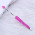 DIY creative beaded ballpoint pen featuring a metallic bright pink finish and silver tip - Rose Red